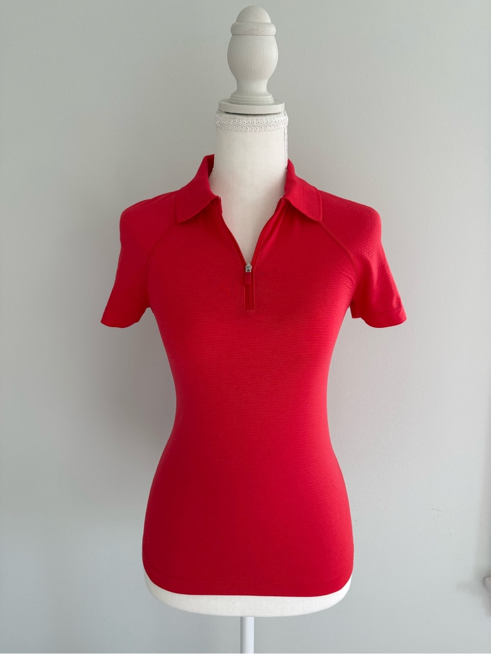 lululemon Swiftly Tech Short-Sleeve Half-Zip Polo Shirt, Hot Heat/Red Glow